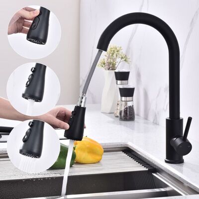 HOMELODY Robinet de Cuisine Noir avec Douchette Extractible Mitiguer dévier Rotatif à 360° en Acier Inox Mitigeur Cuisine 3 Fonctions Noir - Publicité HOMELODY Robinet de Cuisine Noir avec Douchette Extractible Mitiguer dévier Rotatif à 360° en Acier Inox Mitigeur Cuisine 3 Fonctions Noir - Publicité