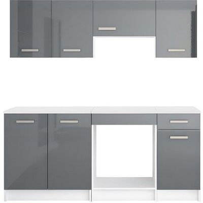 VENTE-UNIQUE Cuisine complète - Avec plan de travail 180 cm - Gris brillant et Blanc - TRATTORIA Gris - Publicité VENTE-UNIQUE Cuisine complète - Avec plan de travail 180 cm - Gris brillant et Blanc - TRATTORIA Gris - Publicité