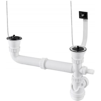 MODERNA Vidage chaînette complet Ø60 pour évier LAVELLI inox 2 cuves Blanc - Publicité MODERNA Vidage chaînette complet Ø60 pour évier LAVELLI inox 2 cuves Blanc - Publicité