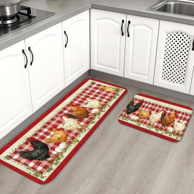 Generic Lot de 2 tapis de cuisine de ferme motif poule rustique antidérapant et lavable pour évier et buanderie Rouge - Publicité Generic Lot de 2 tapis de cuisine de ferme motif poule rustique antidérapant et lavable pour évier et buanderie Rouge - Publicité