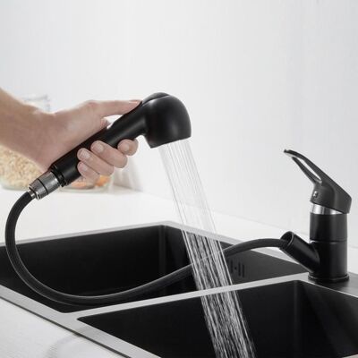 Robinet de Cuisine AURALUM Noir avec Spray Rétractable 50 cm - Publicité Robinet de Cuisine AURALUM Noir avec Spray Rétractable 50 cm - Publicité