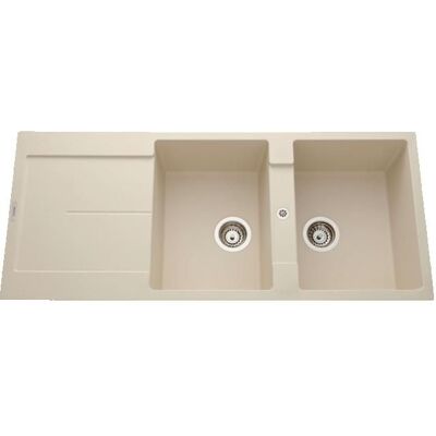 Évier granit beige Luisina TAM TAM 2 bacs 1 égouttoir 500x1160 Beige - Publicité Évier granit beige Luisina TAM TAM 2 bacs 1 égouttoir 500x1160 Beige - Publicité
