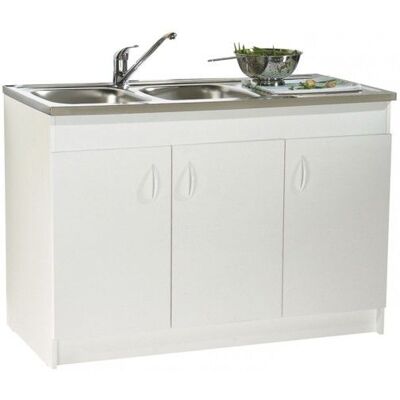MB EXPERT Meuble Sous évier Simnf 3 Portes 120 X 60 Cm - Néova Blanc - Publicité MB EXPERT Meuble Sous évier Simnf 3 Portes 120 X 60 Cm - Néova Blanc - Publicité