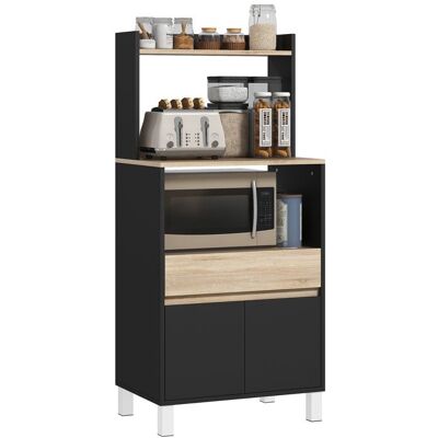 Meuble micro onde - HOMCOM - avec placard tiroir étagère supérieur - 60 x 40 x 131 cm - chêne et noir Noir - Publicité Meuble micro onde - HOMCOM - avec placard tiroir étagère supérieur - 60 x 40 x 131 cm - chêne et noir Noir - Publicité