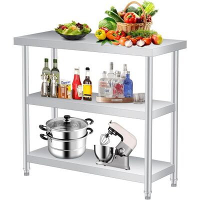 Unbranded Table de travail inox 14x24x34 po 3 niveaux 2 étagères gants antirouille cuisine restaurant garage intérieur extérieur Gris - Publicité Unbranded Table de travail inox 14x24x34 po 3 niveaux 2 étagères gants antirouille cuisine restaurant garage intérieur extérieur Gris - Publicité
