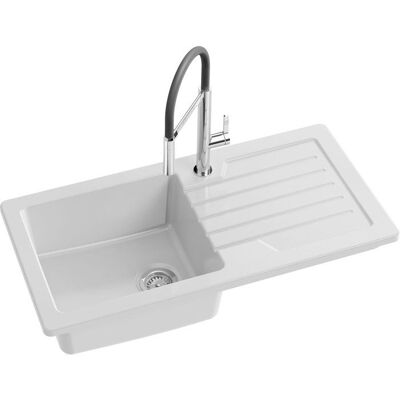 Jacob Delafon - Evier à encastrer céramique Camille 1 bac 100 cm réversible avec égouttoir Blanc - ESB03-00 Blanc - Publicité Jacob Delafon - Evier à encastrer céramique Camille 1 bac 100 cm réversible avec égouttoir Blanc - ESB03-00 Blanc - Publicité