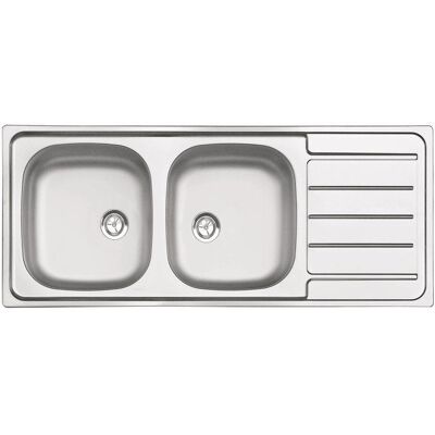Évier inox à encastrer 2 cuves et 1 égouttoir - Moderna Gris - Publicité Évier inox à encastrer 2 cuves et 1 égouttoir - Moderna Gris - Publicité