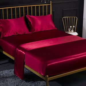 PZCC Ensemble Draps Lit Satin 4 Pièces Drap Housse 198x203cm 2 Taies dOreiller 1 Drap Plat Couleur Rouge Bordeaux. Rouge - Publicité PZCC Ensemble Draps Lit Satin 4 Pièces Drap Housse 198x203cm 2 Taies dOreiller 1 Drap Plat Couleur Rouge Bordeaux. Rouge - Publicité