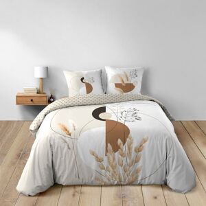 DOUCEUR D'INTÉRIEUR Housse de couette réversible NATACHA 240 x 220 cm 100% coton (42 fils) + 2 taies 63x63 cm - Beige Orange - Publicité DOUCEUR D'INTÉRIEUR Housse de couette réversible NATACHA 240 x 220 cm 100% coton (42 fils) + 2 taies 63x63 cm - Beige Orange - Publicité