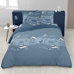 ALPES BLANC - Housse de couette Nuit des Alpes 240x220 cm + 2 taies carrées – 100% coton 57 fils - Esprit montagne – Finition rabat Blanc - Publicité ALPES BLANC - Housse de couette Nuit des Alpes 240x220 cm + 2 taies carrées – 100% coton 57 fils - Esprit montagne – Finition rabat Blanc - Publicité