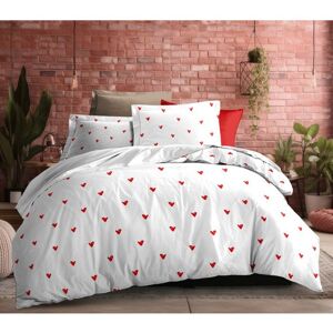 Parure de draps 4P Louna lit 160 x 200 Love Rouge Coton Pur - Publicité Parure de draps 4P Louna lit 160 x 200 Love Rouge Coton Pur - Publicité