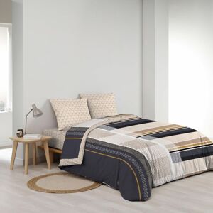 DOUCEUR D'INTÉRIEUR Parure de draps 4 pièces réversible 100% coton 42 fils/cm² Romeo - drap-housse 140x190 bonnet 30 cm Beige - Publicité DOUCEUR D'INTÉRIEUR Parure de draps 4 pièces réversible 100% coton 42 fils/cm² Romeo - drap-housse 140x190 bonnet 30 cm Beige - Publicité