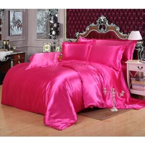 WOVTE Parure de drap en Soie Satinée - Parure de lit 4 Pcs = 2 Taies doreiller 1 Drap 1 Housse de Couette - 220x240cm - rose rouge Rose - Publicité WOVTE Parure de drap en Soie Satinée - Parure de lit 4 Pcs = 2 Taies doreiller 1 Drap 1 Housse de Couette - 220x240cm - rose rouge Rose - Publicité
