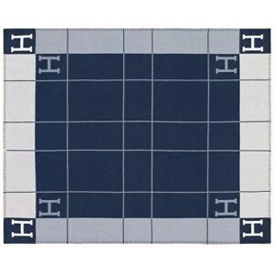 Couverture - Laine - Bleu marine rayé - 140 x 186 cm - Naturelle - Rectangulaire Bleu - Publicité Couverture - Laine - Bleu marine rayé - 140 x 186 cm - Naturelle - Rectangulaire Bleu - Publicité