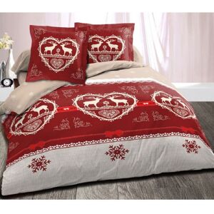 ALPES BLANC - Housse de couette Chalet Winter Rouge 260x240cm + 2 taies en coton - Inspiration montagnes savoyardes finition rabat Rouge - Publicité ALPES BLANC - Housse de couette Chalet Winter Rouge 260x240cm + 2 taies en coton - Inspiration montagnes savoyardes finition rabat Rouge - Publicité