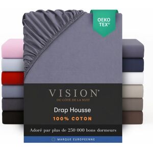 Drap de lit gris Vision - 90x190 cm - 100% coton - Publicité Drap de lit gris Vision - 90x190 cm - 100% coton - Publicité