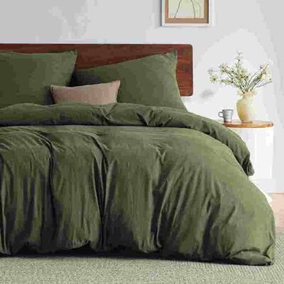 Parure de lit - Housse de couette - Bedsure - Vert olive gris - 200x220cm - Uni - 3 Pcs - Indispensable pour lété Vert - Publicité Parure de lit - Housse de couette - Bedsure - Vert olive gris - 200x220cm - Uni - 3 Pcs - Indispensable pour lété Vert - Publicité