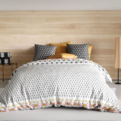 HOUSSE DE RÊVE Parure de lit - Loya - Housse de couette 240x260 cm + 2 taies doreiller 65x65 cm - Noir - Naturelle - Chambre Noir - Publicité HOUSSE DE RÊVE Parure de lit - Loya - Housse de couette 240x260 cm + 2 taies doreiller 65x65 cm - Noir - Naturelle - Chambre Noir - Publicité