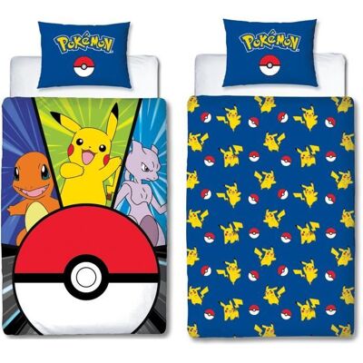 Parure de lit - POKEMON - Pikachu et Poké-ball - Microfibre - 1 housse de couette 140 x 200 cm + 1 taie 63 x 63 cm Bleu - Publicité Parure de lit - POKEMON - Pikachu et Poké-ball - Microfibre - 1 housse de couette 140 x 200 cm + 1 taie 63 x 63 cm Bleu - Publicité