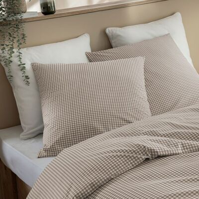Parure de lit 240x220 coton à carreaux beige Terre de Nuit mini Vichy Beige - Publicité Parure de lit 240x220 coton à carreaux beige Terre de Nuit mini Vichy Beige - Publicité