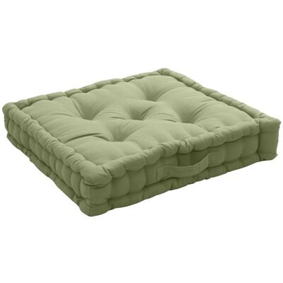 DECO STARS Coussin de sol uni en pur coton Vert Olive 50x50x10 cm Vert - Publicité DECO STARS Coussin de sol uni en pur coton Vert Olive 50x50x10 cm Vert - Publicité