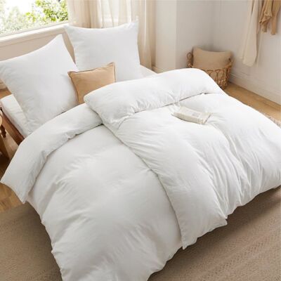 Parure de lit - Housse de couette - Bedsure - Blanc neige - 155x220cm - Uni - 3 Pcs - Indispensable pour lété Blanc - Publicité Parure de lit - Housse de couette - Bedsure - Blanc neige - 155x220cm - Uni - 3 Pcs - Indispensable pour lété Blanc - Publicité