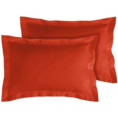 ALPES BLANC - Lot de 2 taies doreiller 100% percale 80 fils à volant plat Terracotta - Grand teint Oeko-Tex - 50x70 cm Rouge - Publicité ALPES BLANC - Lot de 2 taies doreiller 100% percale 80 fils à volant plat Terracotta - Grand teint Oeko-Tex - 50x70 cm Rouge - Publicité
