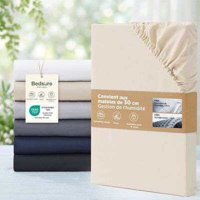 BEDSURE Drap Housse 140x200 cm Microfibre Bonnet Jusquà 30 cm Beige Respirant Séchage Rapide Scotchgard™ Beige - Publicité BEDSURE Drap Housse 140x200 cm Microfibre Bonnet Jusquà 30 cm Beige Respirant Séchage Rapide Scotchgard™ Beige - Publicité