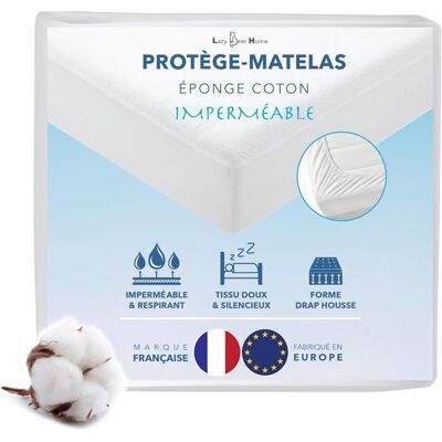 Protège-matelas bébé - LAZY BEAR HOME - Coton éponge - 60x120 cm - Bonnet 20 cm - Imperméable lavable 60°C Blanc - Publicité Protège-matelas bébé - LAZY BEAR HOME - Coton éponge - 60x120 cm - Bonnet 20 cm - Imperméable lavable 60°C Blanc - Publicité