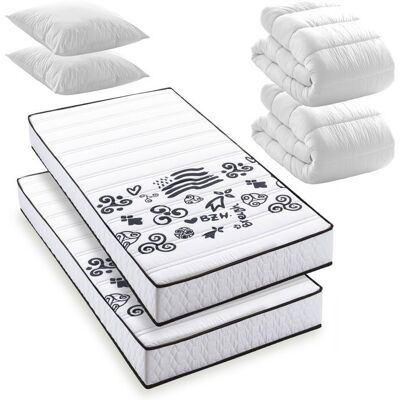 BLUE MOON Pack Breizh - Lot de 2 Matelas BREIZH mousse 90x190 + 2x couettes + 2x oreillers– Fabriqué en Belgique - Publicité BLUE MOON Pack Breizh - Lot de 2 Matelas BREIZH mousse 90x190 + 2x couettes + 2x oreillers– Fabriqué en Belgique - Publicité