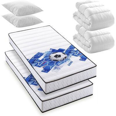 BLUE MOON Pack Football - Lot de 2 Matelas FOOTBALL mousse 90x190 + 2x couettes + 2x oreillers– Fabriqué en Belgique - Publicité BLUE MOON Pack Football - Lot de 2 Matelas FOOTBALL mousse 90x190 + 2x couettes + 2x oreillers– Fabriqué en Belgique - Publicité