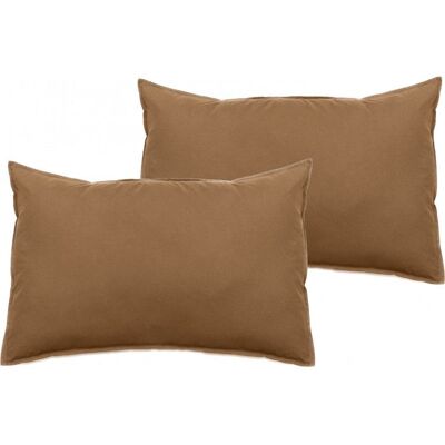 Lot de 2 taies doreiller Palace pur coton teint lavé 63 fils/cm² Vent du sud - Palace Cognac - Lot de 2 taies doreiller 50 x 70 Marron - Publicité Lot de 2 taies doreiller Palace pur coton teint lavé 63 fils/cm² Vent du sud - Palace Cognac - Lot de 2 taies doreiller 50 x 70 Marron - Publicité