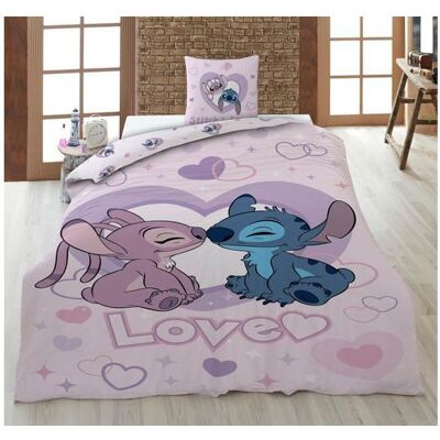 Disney Parure de Lit Enfant Stitch et Angel Love Polycoton Oeko-Tex Lit 1 place Housse de Couette 140x200 cm Taie 65x65 cm - Publicité Disney Parure de Lit Enfant Stitch et Angel Love Polycoton Oeko-Tex Lit 1 place Housse de Couette 140x200 cm Taie 65x65 cm - Publicité