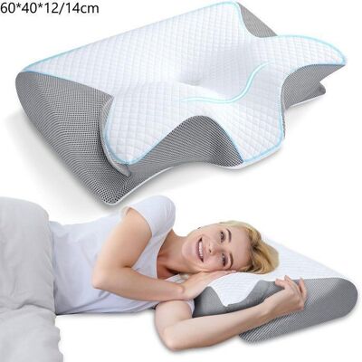 PRESOMA Oreillers à Mémoire de Forme Ergonomique Cervical pour Dormir sur Le Côté et sur Le Dos 60x40x12/14cm Gris Gris - Publicité PRESOMA Oreillers à Mémoire de Forme Ergonomique Cervical pour Dormir sur Le Côté et sur Le Dos 60x40x12/14cm Gris Gris - Publicité