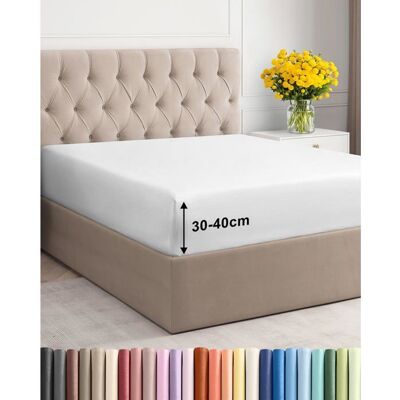 CARTOREL Drap Housse 160x200 cm Bonnet 40 cm extra profond-Microfibre de Polyester Brossé Douce-Matelas Épais jusqu’à 40 cm (16)-Blanc - Publicité CARTOREL Drap Housse 160x200 cm Bonnet 40 cm extra profond-Microfibre de Polyester Brossé Douce-Matelas Épais jusqu’à 40 cm (16)-Blanc - Publicité