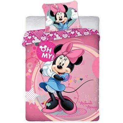 Parure - Disney - Minnie - 100% microfibre - 140x200 cm - Marchandise Officielle Rose - Publicité Parure - Disney - Minnie - 100% microfibre - 140x200 cm - Marchandise Officielle Rose - Publicité