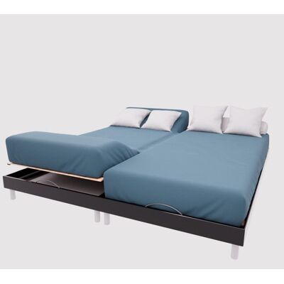 SOLEIL D'OCRE Drap housse TPR en coton 57 fils 2x70x190 cm UNI bleu canard par Soleil dOcre Bleu - Publicité SOLEIL D'OCRE Drap housse TPR en coton 57 fils 2x70x190 cm UNI bleu canard par Soleil dOcre Bleu - Publicité