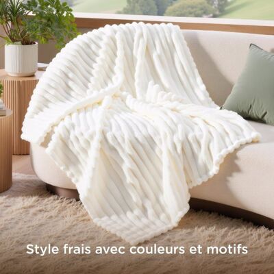 Bedsure Velours Côtelé Fleece - Plaid Chaud pour Chambre & Salon - Douceur Cocooning - Blanc Neige - 270x230cm Blanc - Publicité Bedsure Velours Côtelé Fleece - Plaid Chaud pour Chambre & Salon - Douceur Cocooning - Blanc Neige - 270x230cm Blanc - Publicité