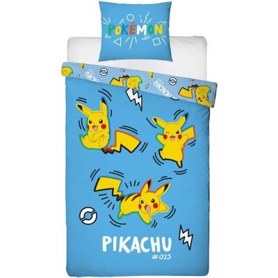 Parure de lit - POKEMON - Pikachu - Microfibre - 1 housse de couette 140 x 200 cm + 1 taie 63 x 63 cm - Publicité Parure de lit - POKEMON - Pikachu - Microfibre - 1 housse de couette 140 x 200 cm + 1 taie 63 x 63 cm - Publicité