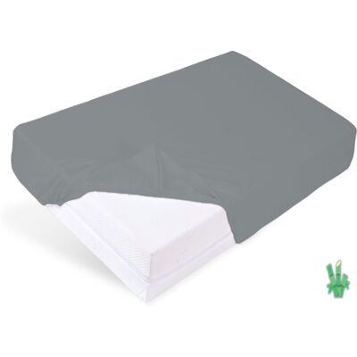 Drap-housse - MATEX - BAMBOO - 130x190 / 140x200x20 cm - Gris foncé - 100% viscose de bambou Gris - Publicité Drap-housse - MATEX - BAMBOO - 130x190 / 140x200x20 cm - Gris foncé - 100% viscose de bambou Gris - Publicité
