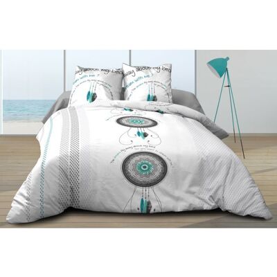 LE LINGE DE JULES Housse de couette 240x260 + 2 taies Pur coton 57 fils - Dream Turquoise Bleu - Publicité LE LINGE DE JULES Housse de couette 240x260 + 2 taies Pur coton 57 fils - Dream Turquoise Bleu - Publicité