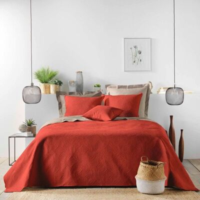 DOUCEUR D'INTERIEUR Couvre-lit 2 personnes matelassé 220x240 microfibre unie Romane terracotta - Publicité DOUCEUR D'INTERIEUR Couvre-lit 2 personnes matelassé 220x240 microfibre unie Romane terracotta - Publicité