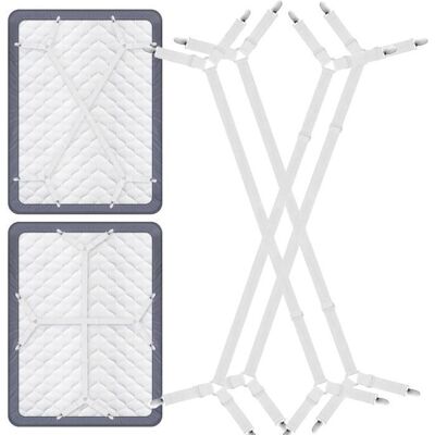 YIKXIULF Tendeur Drap Housse - Attache Drap Housse - Réglable Élastiques Triangle Sangles - 4 Pcs(120cm-230cm) - pour DrapsMatelas-Blanc Blanc - Publicité YIKXIULF Tendeur Drap Housse - Attache Drap Housse - Réglable Élastiques Triangle Sangles - 4 Pcs(120cm-230cm) - pour DrapsMatelas-Blanc Blanc - Publicité