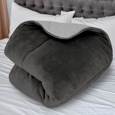 INTEMPOREL Couette doublée polaire microfibre 240x260 cm BICOLORE gris et anthracite par Soleil docre Gris - Publicité INTEMPOREL Couette doublée polaire microfibre 240x260 cm BICOLORE gris et anthracite par Soleil docre Gris - Publicité