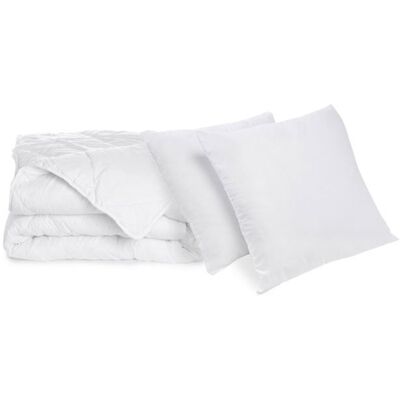 BLEU CALIN Pack Couette Chaude + Oreillers Lavable à 95 pour lit 2 Personnes - Couette 240x260cm + 2 oreillers 60x60cm Blanc - Publicité BLEU CALIN Pack Couette Chaude + Oreillers Lavable à 95 pour lit 2 Personnes - Couette 240x260cm + 2 oreillers 60x60cm Blanc - Publicité