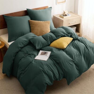 Parure de couette – Housse de couette et Taies d’oreiller - Bedsure - Vert colvert - 155x220cm - Lot de 3 pièces - Brossage Vert - Publicité Parure de couette – Housse de couette et Taies d’oreiller - Bedsure - Vert colvert - 155x220cm - Lot de 3 pièces - Brossage Vert - Publicité