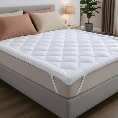 CATAVANA - Surmatelas Confort 140x190 cm - Microfibre Respirante Hypoallergénique Anti-acariens - 800g - Antidérapant - Publicité CATAVANA - Surmatelas Confort 140x190 cm - Microfibre Respirante Hypoallergénique Anti-acariens - 800g - Antidérapant - Publicité