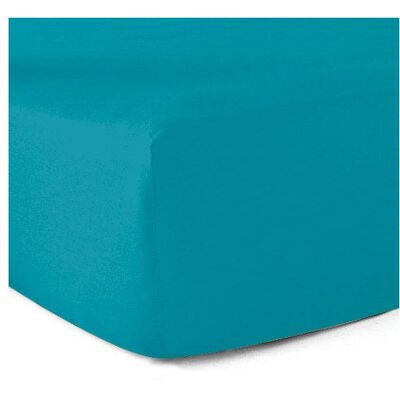 LE LINGE DE JULES Drap-housse 100% coton 57 Fils Bleu turquoise 160 x 200 cm - Bonnet 30 cm Bleu - Publicité LE LINGE DE JULES Drap-housse 100% coton 57 Fils Bleu turquoise 160 x 200 cm - Bonnet 30 cm Bleu - Publicité