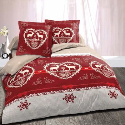 ALPES BLANC - Parure de draps 4 pièces Winter Rouge 160x200 cm - coton 57 fils drap plat drap housse et 2 taies 65x65 cm alpin Rouge - Publicité ALPES BLANC - Parure de draps 4 pièces Winter Rouge 160x200 cm - coton 57 fils drap plat drap housse et 2 taies 65x65 cm alpin Rouge - Publicité