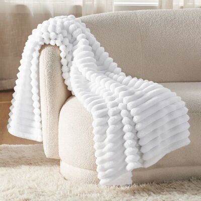 Bedsure Velours Côtelé Fleece - Plaid Cocooning pour Chambre & Salon - Épais et Chaud - Blanc Pur - 130x170cm Blanc - Publicité Bedsure Velours Côtelé Fleece - Plaid Cocooning pour Chambre & Salon - Épais et Chaud - Blanc Pur - 130x170cm Blanc - Publicité